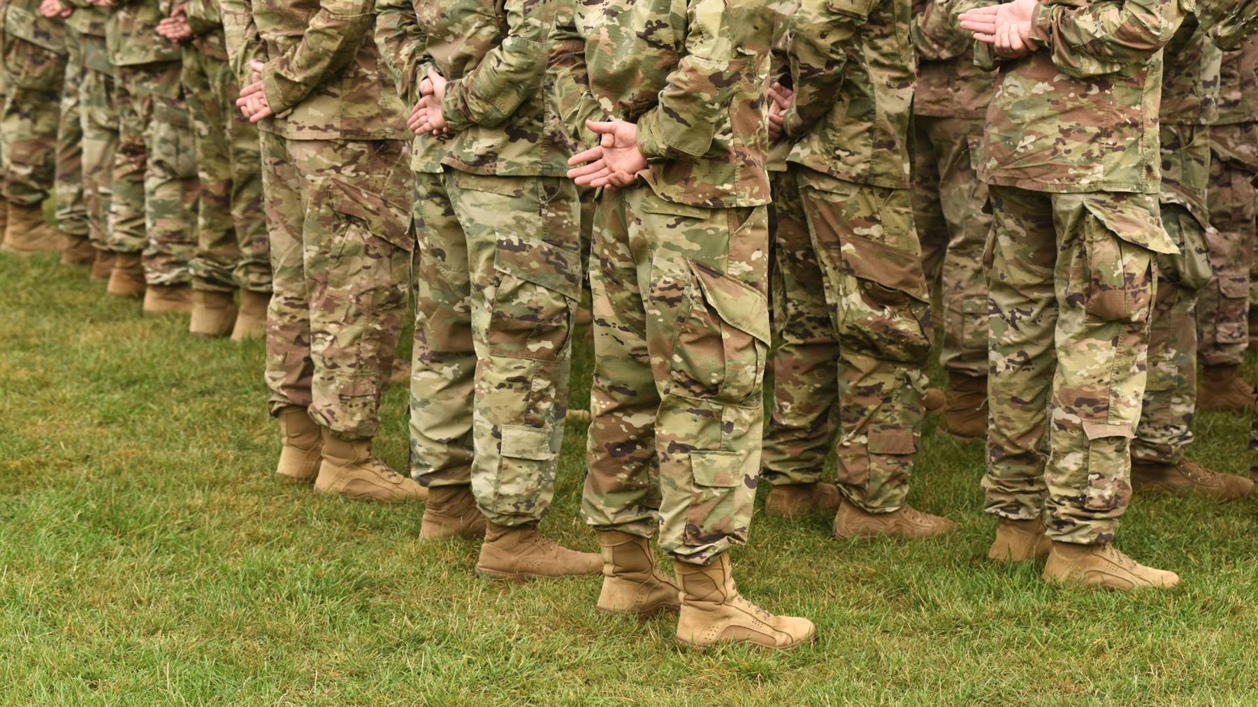Military personnel formed up on parade
